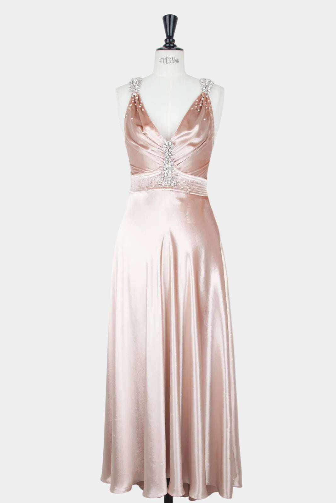 Pink velvet-effect long dress