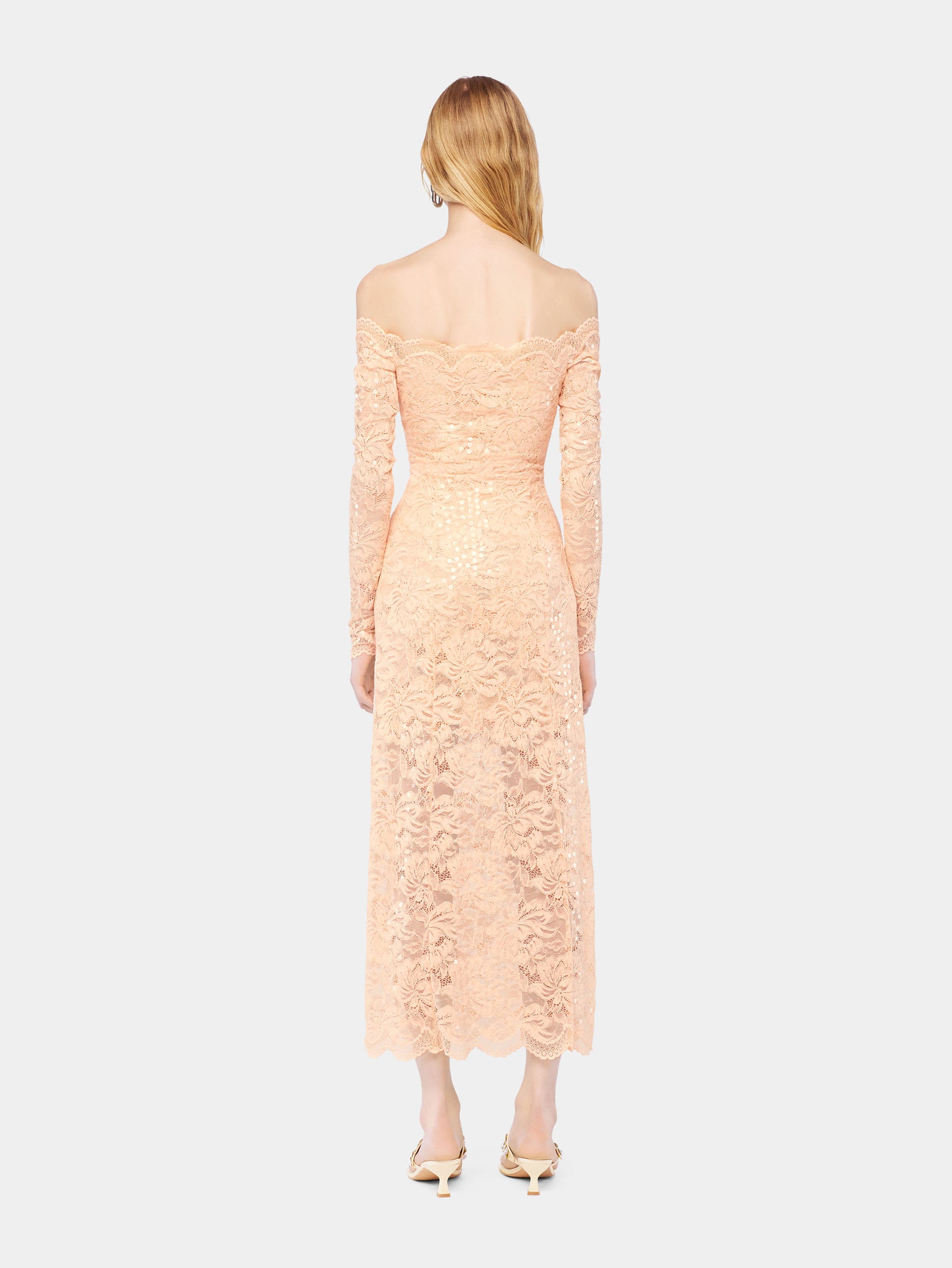 Midi lace dress with sequins embroideries position 3