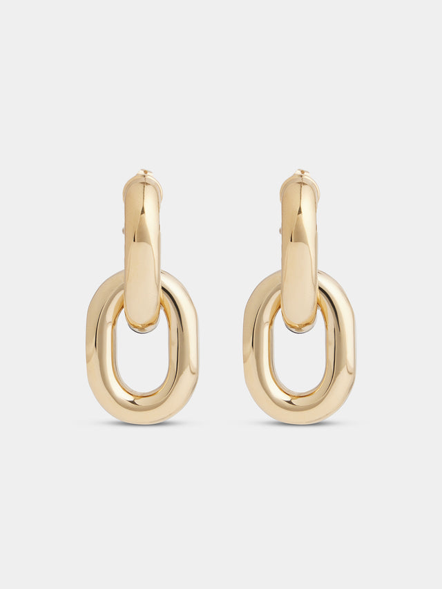 Gold double XL Link earrings - Image 1
