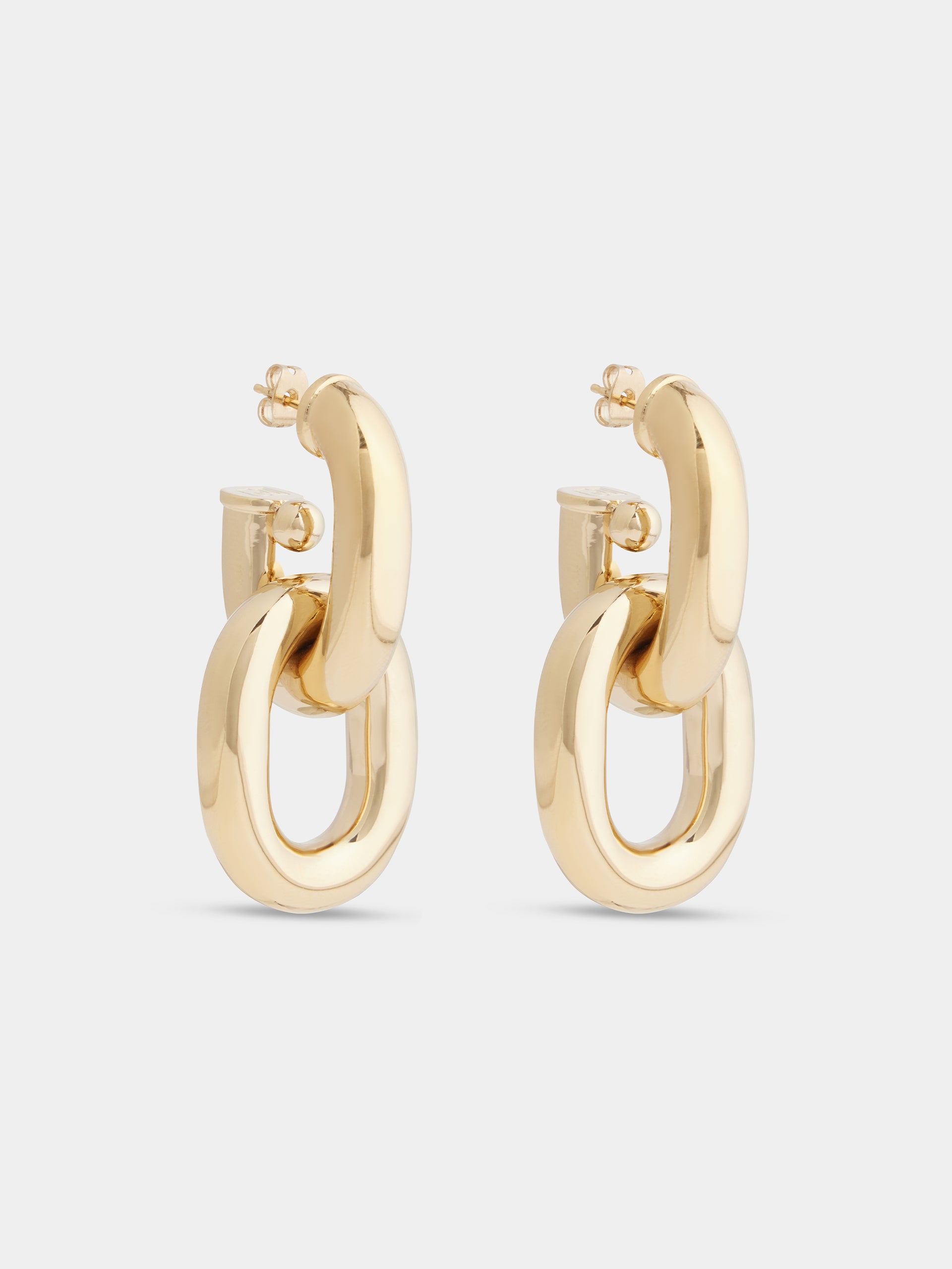 Gold double XL Link earrings position 4