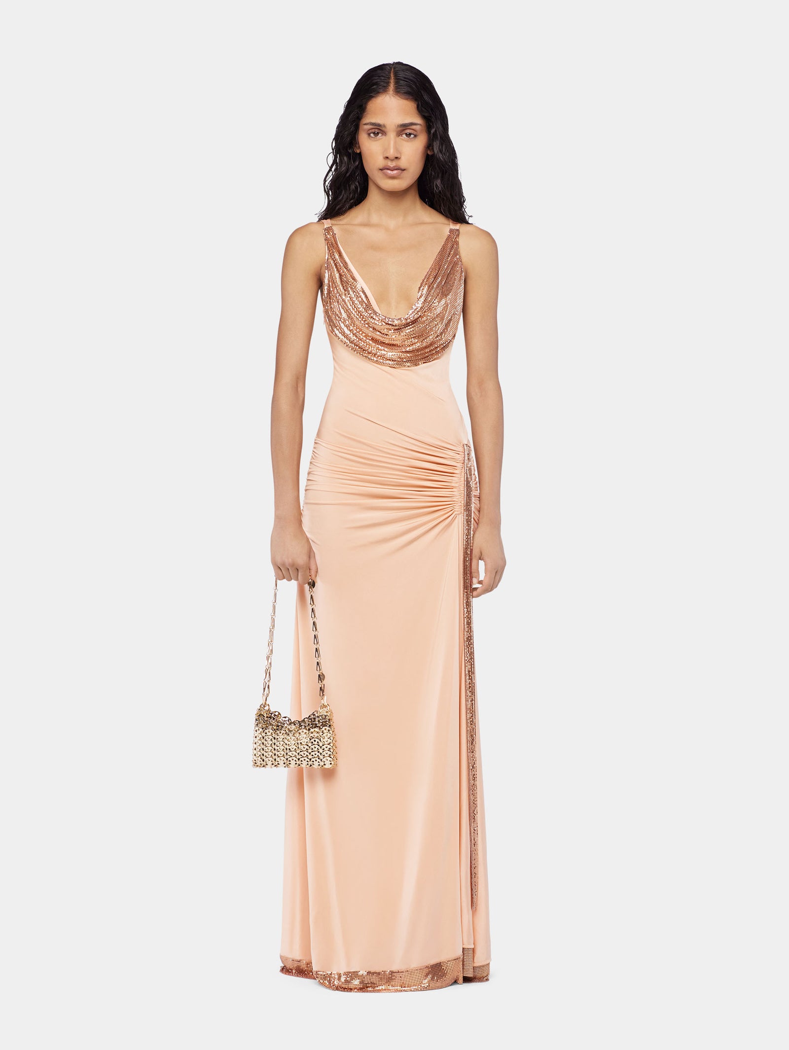 Long mesh and jersey dress position 1 - Image 1