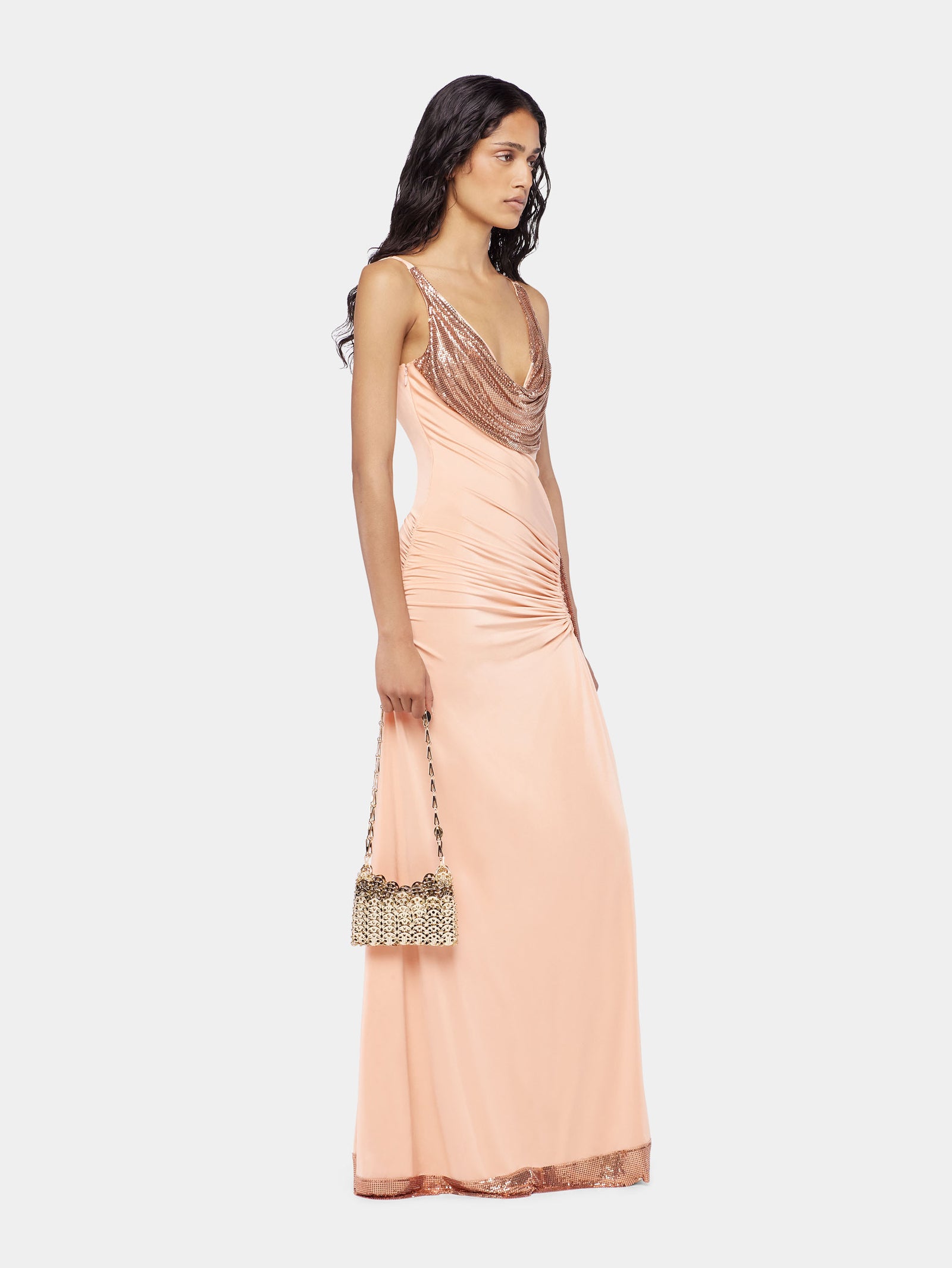 Long mesh and jersey dress position 2 - Image 2