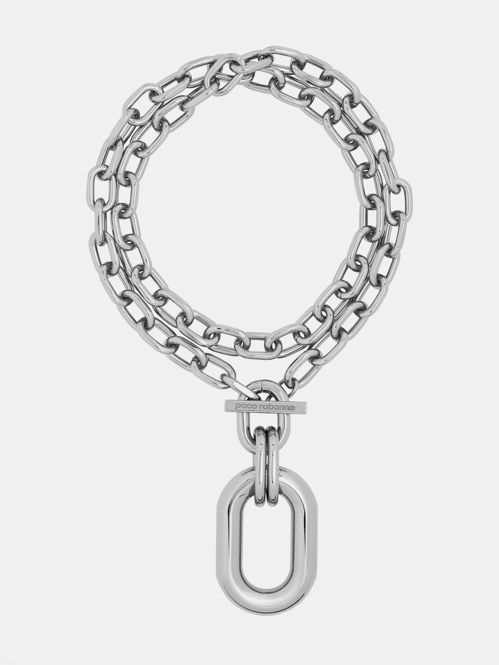 Silver double XL Link necklace with pendant position 1 - Image 1