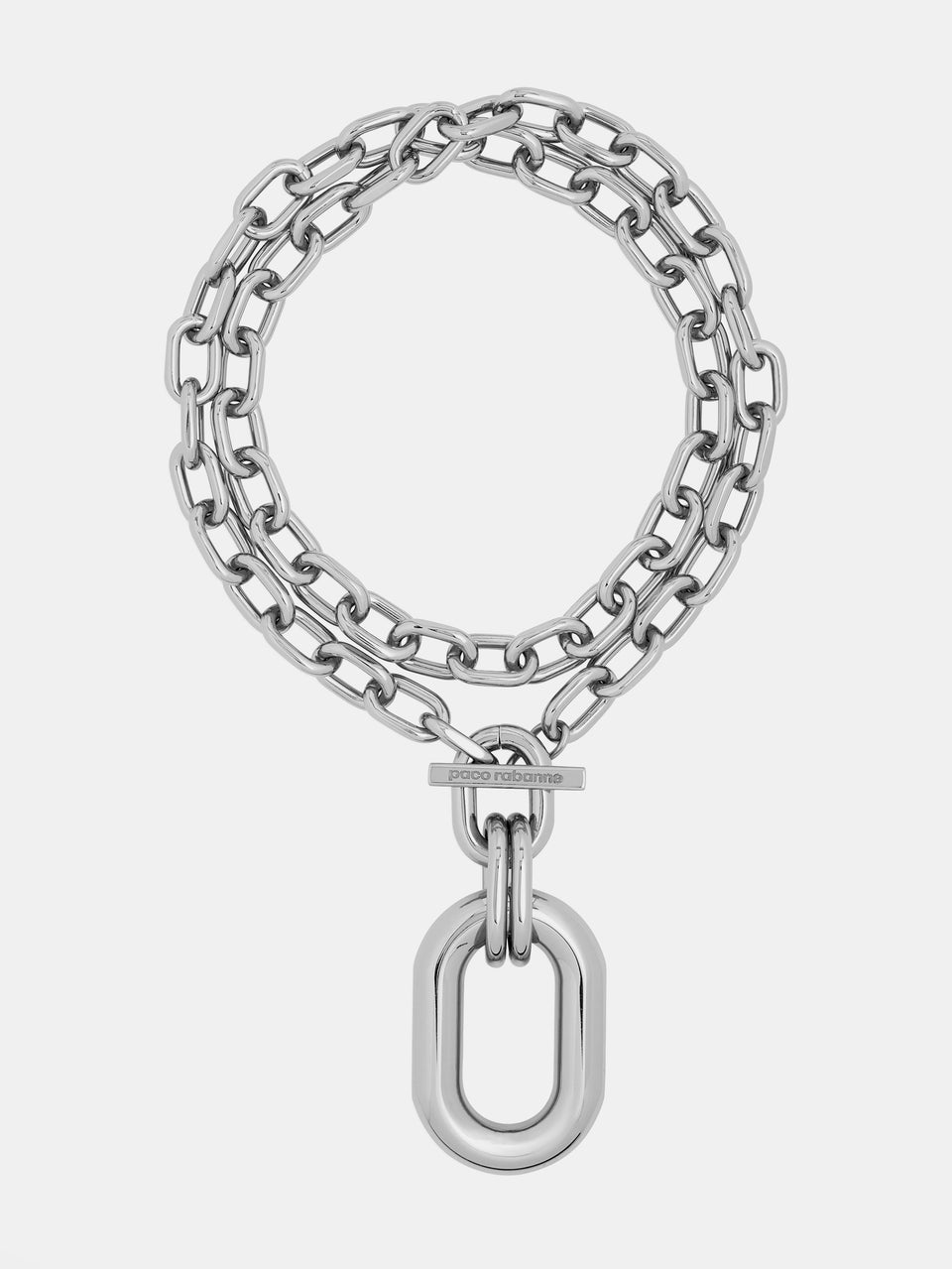 Silver double XL Link necklace with pendant - Image 1