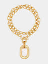 Gold double XL Link necklace with pendant