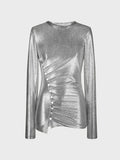 Haut drapé argent en lurex