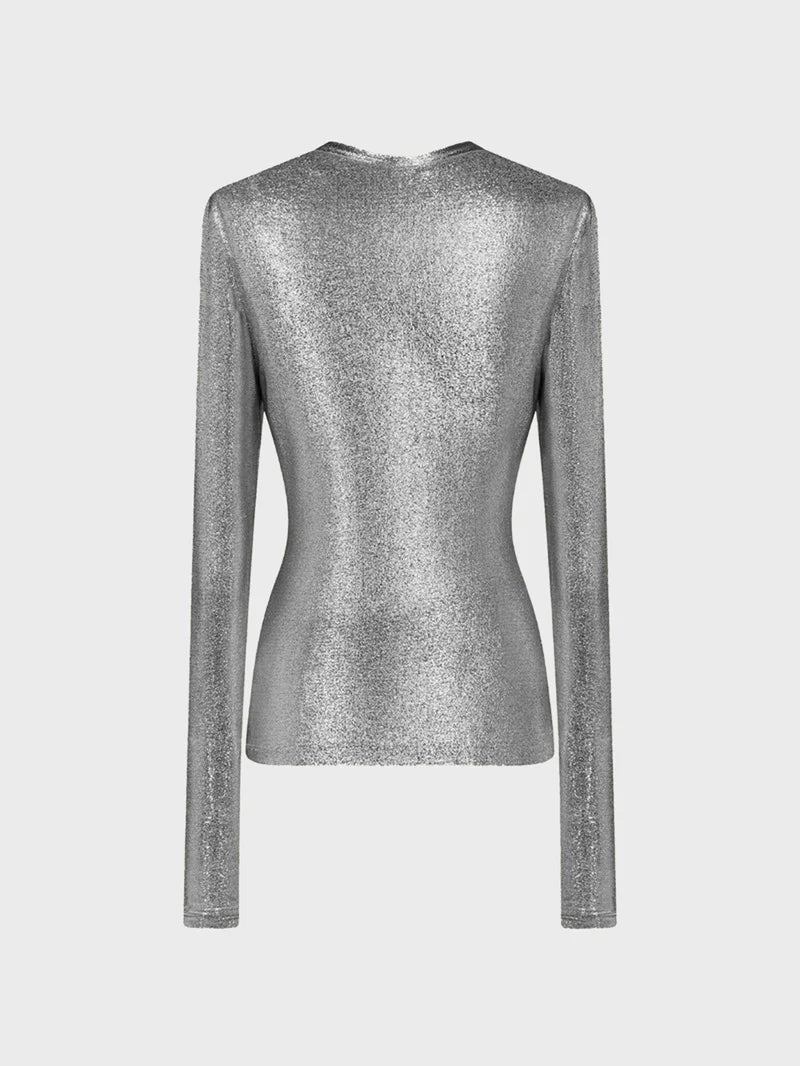 Silver drapé pression top in lurex - Image 3