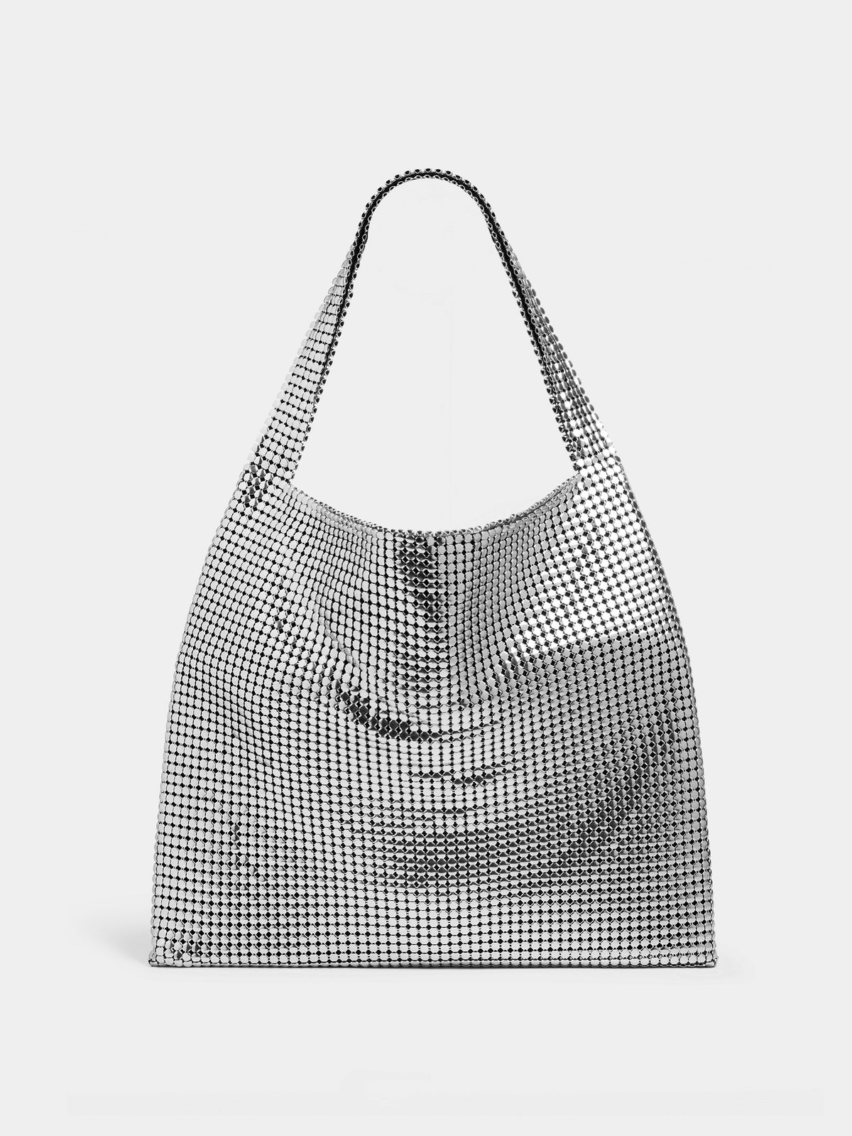 Silver Pixel metallic tote bag