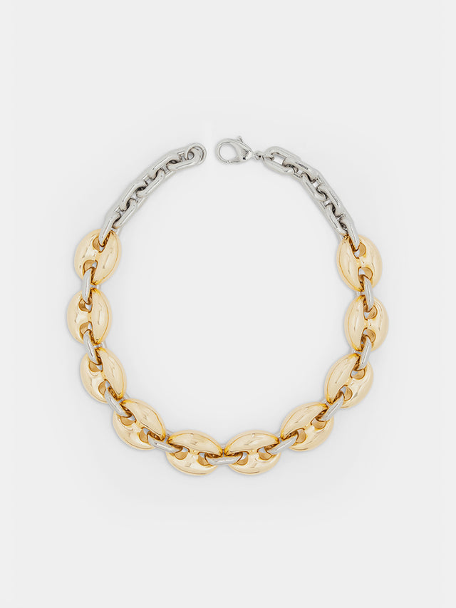 Eight chunky gold/silver necklace - Image 1