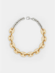 Eight chunky gold/silver necklace