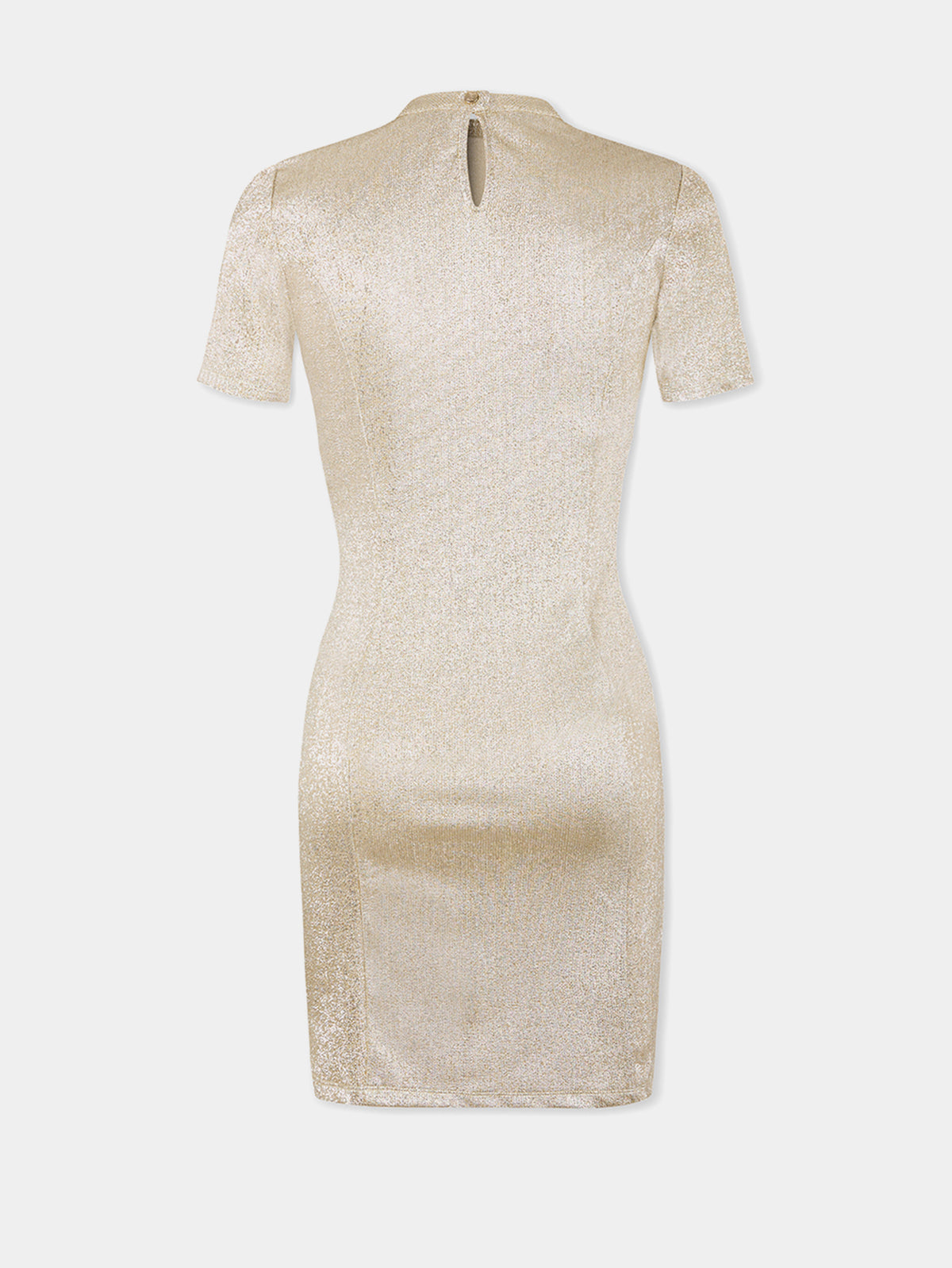 Gold Drapé pression mini dress in jersey