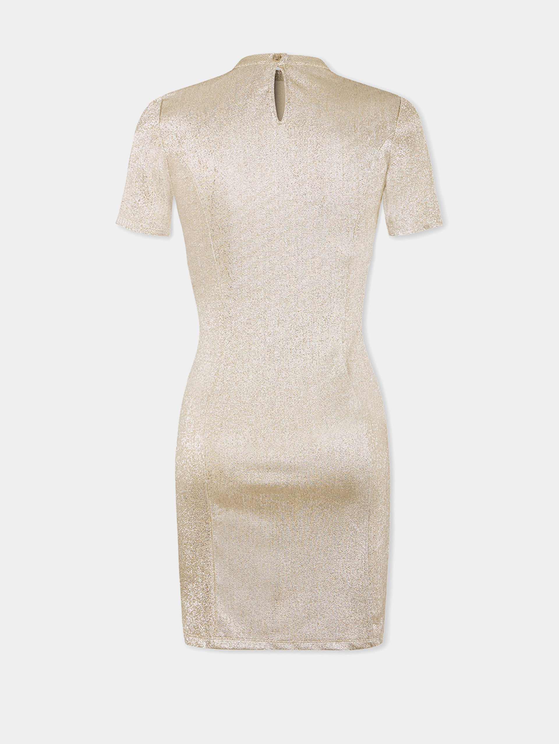 Gold Drapé pression mini dress in jersey
