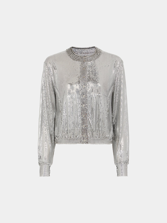 Silver knit bomber jacket - Image 1