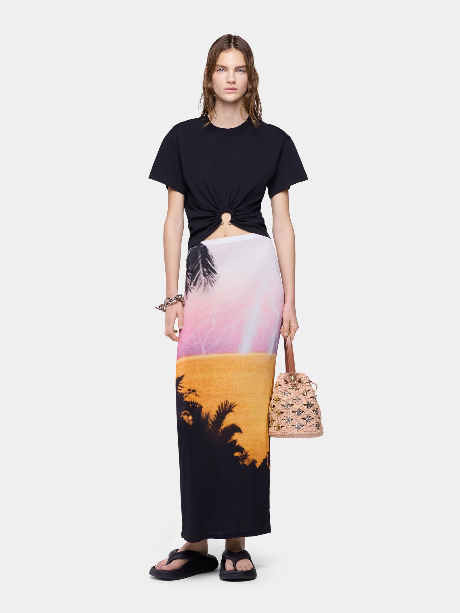 Maxi Skirt in Thunderstorm-Printed Second-Skin jersey position 1 - Image 2