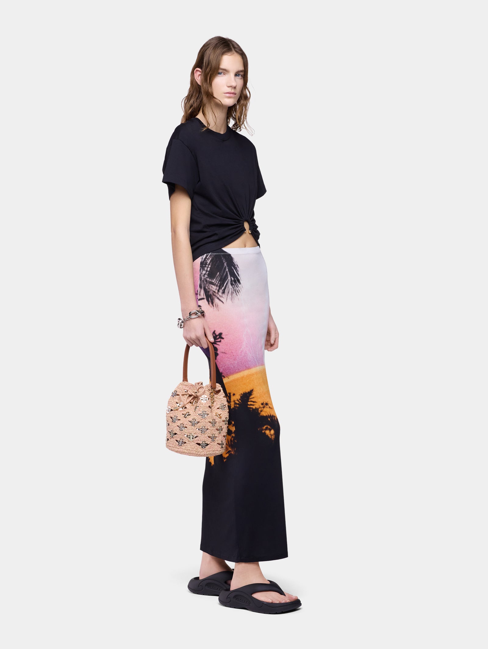 Maxi Skirt in Thunderstorm-Printed Second-Skin jersey position 2 - Image 3