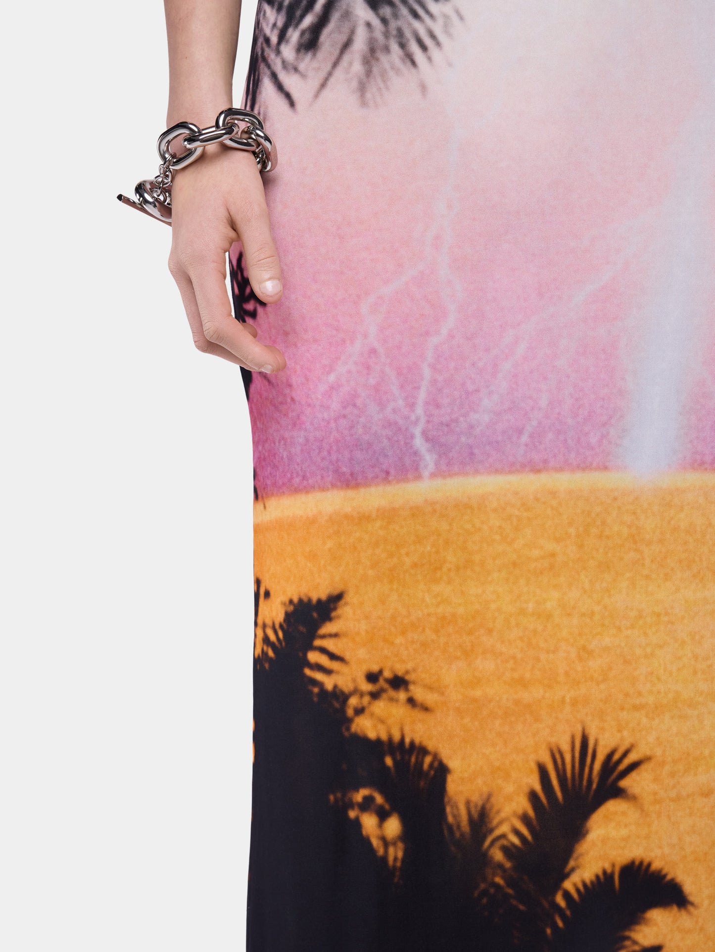 Maxi Skirt in Thunderstorm-Printed Second-Skin jersey