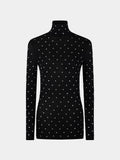 Second skin turtleneck jersey top with crystals