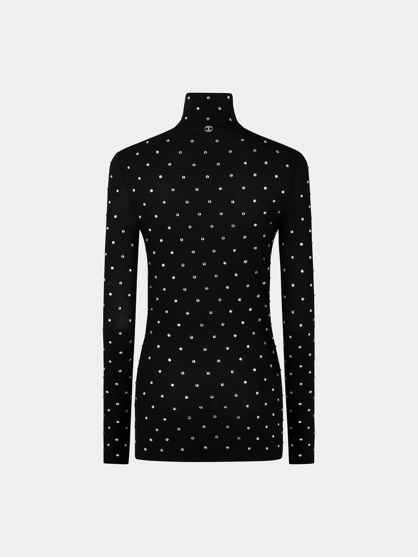 Black crystal-embellished top in second-skin jersey