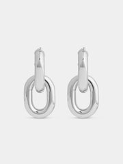 Silver double XL link earrings
