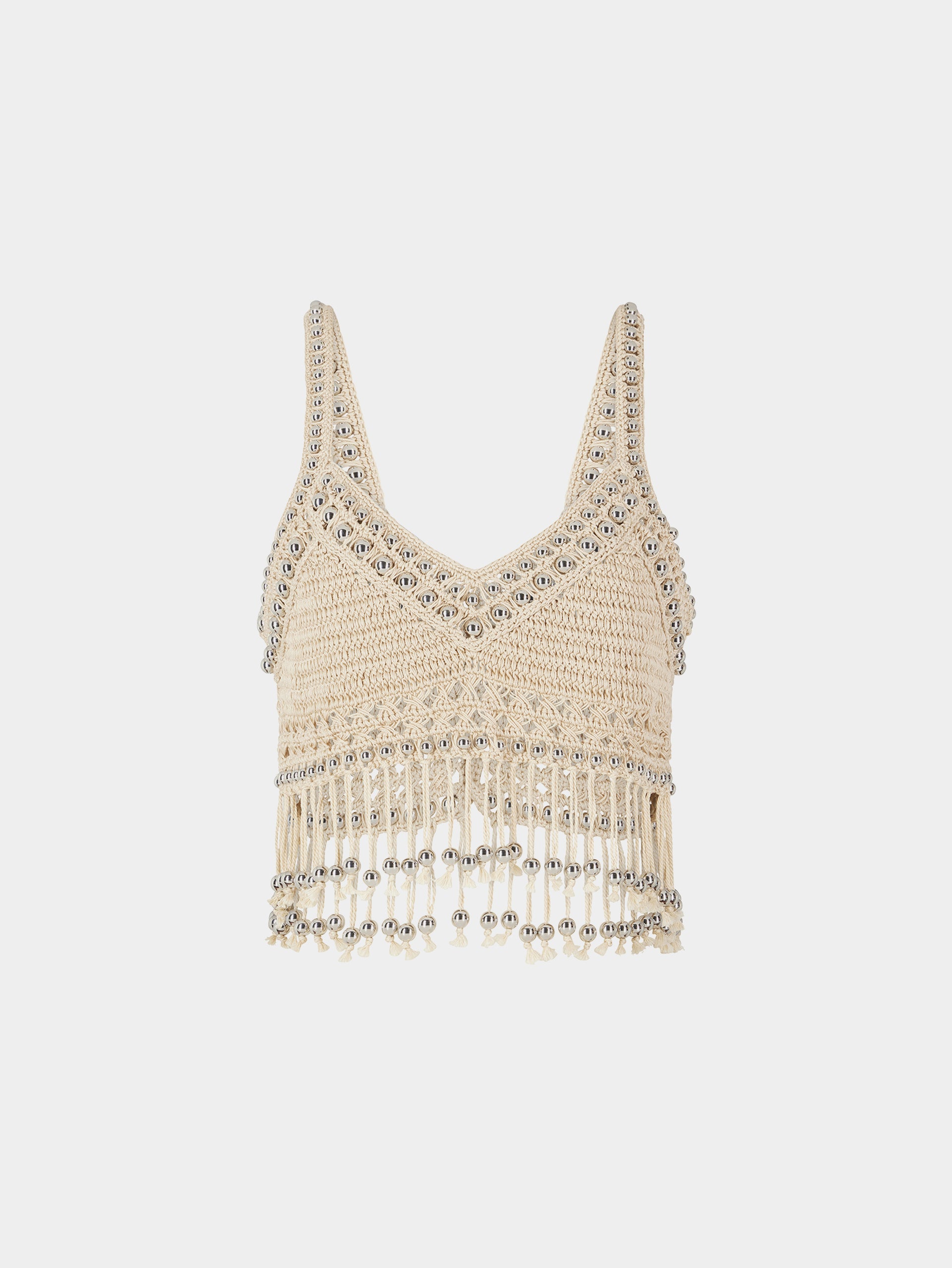 Crochet crop top with fringes