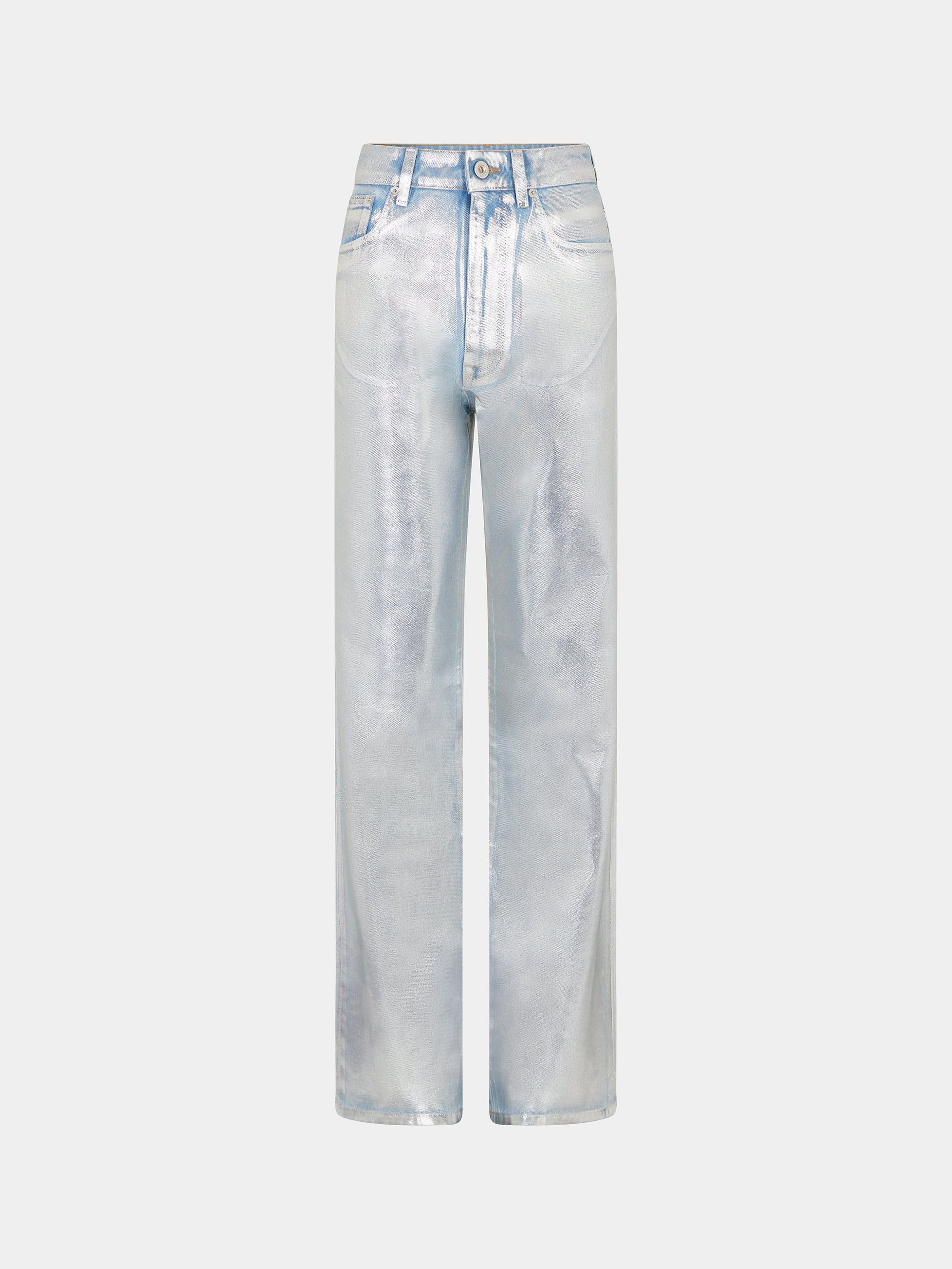 Silver metallic straight-leg pants | Rabanne