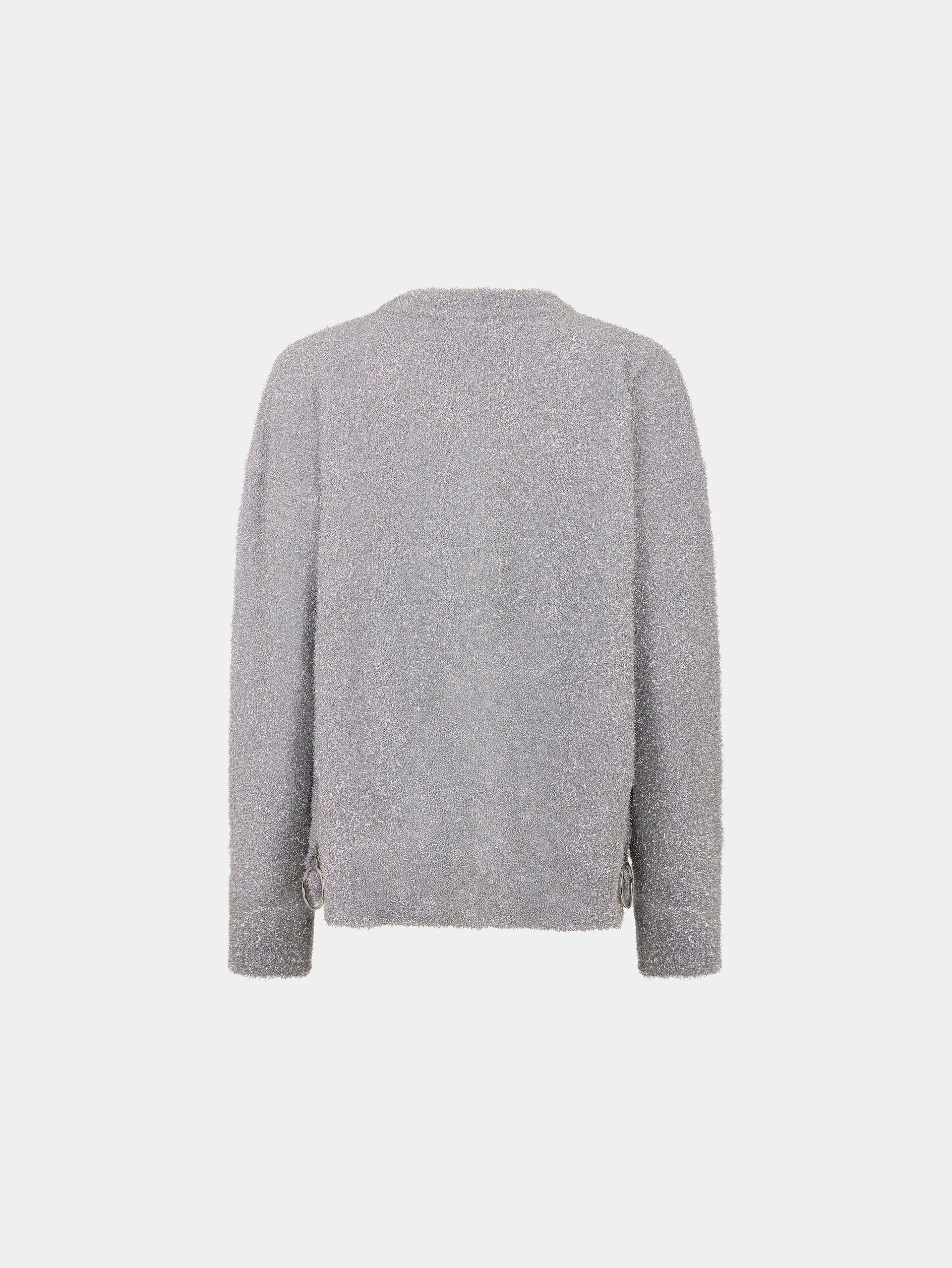 Sweater with silver metalized effect
