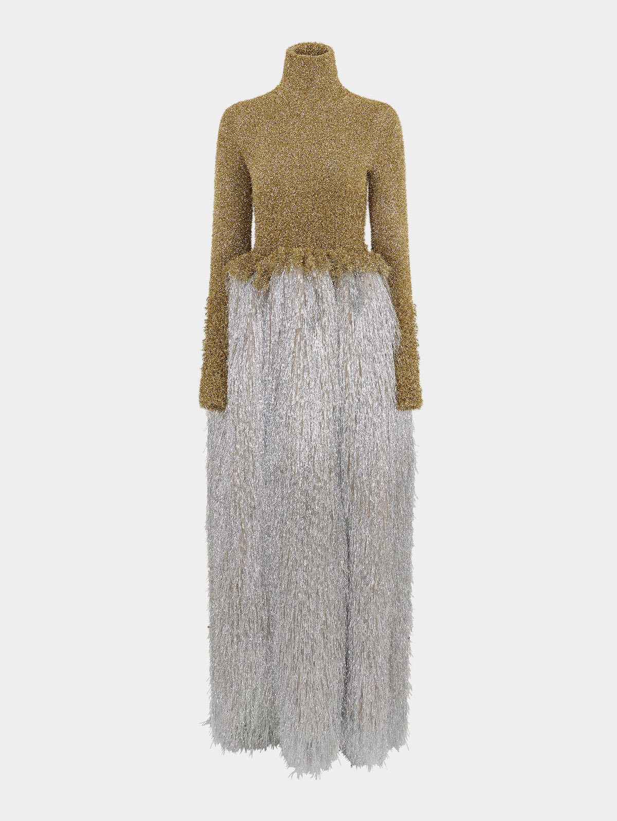 Two-tone and bi-textured long dress