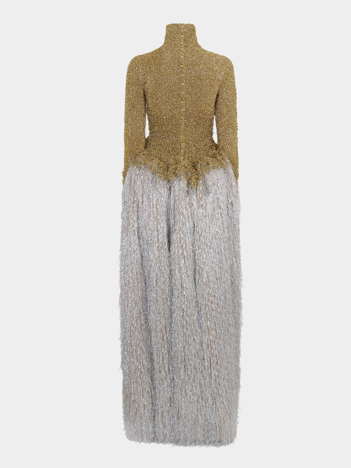 Two-tone and bi-textured long dress