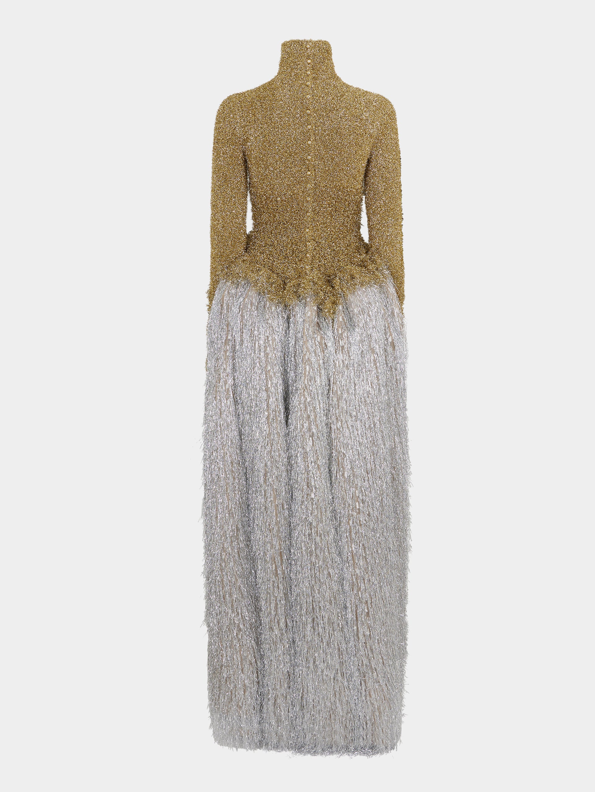 Two-tone and bi-textured long dress