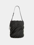 Grand sac seau Paco noir et or en cuir
