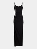 Black drapé pression sleeveless dress