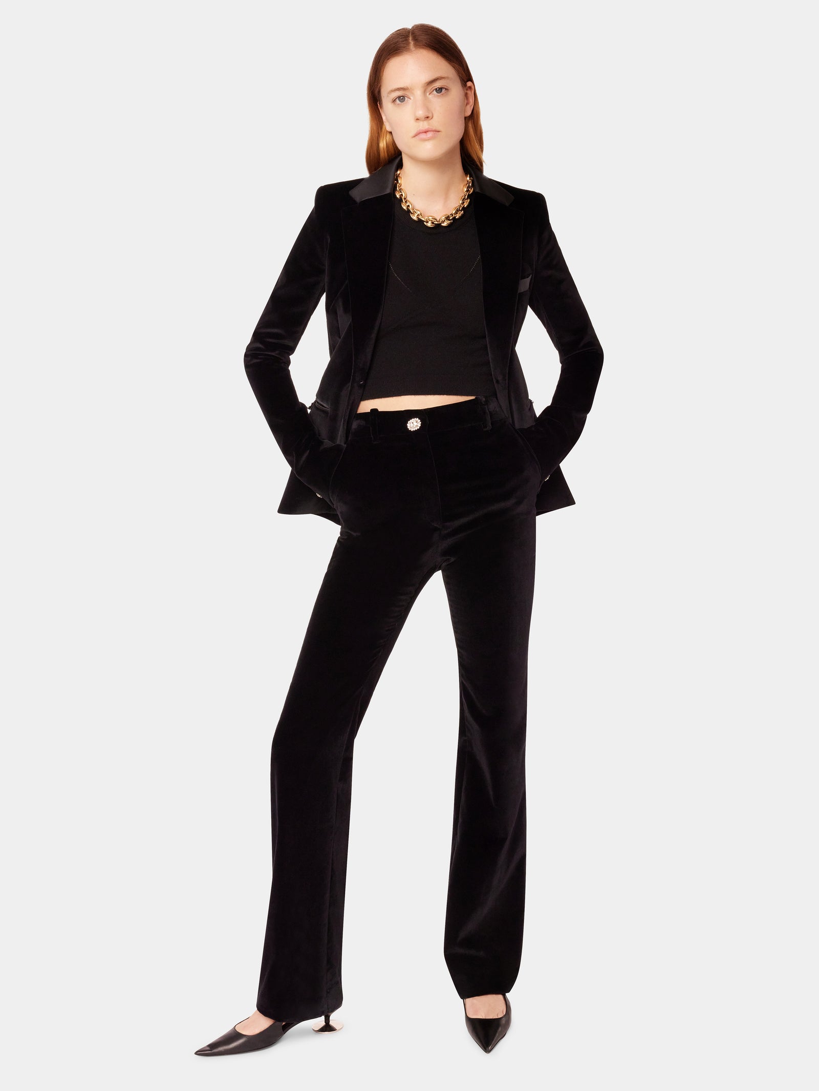 Velvet pants with crystal detail - Image 3
