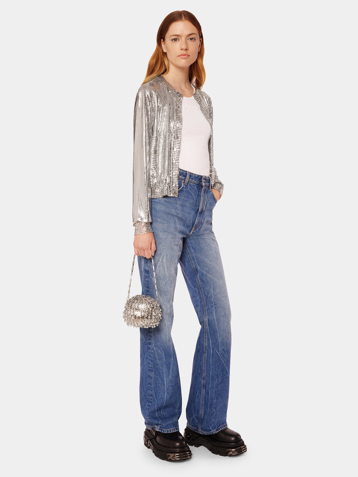 Silver knit bomber jacket