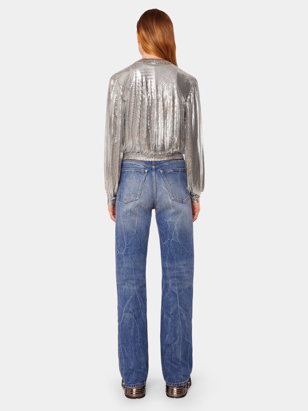 Silver knit bomber jacket