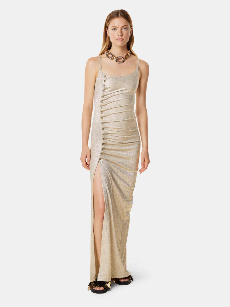 Gold long dress in lurex - Image 2