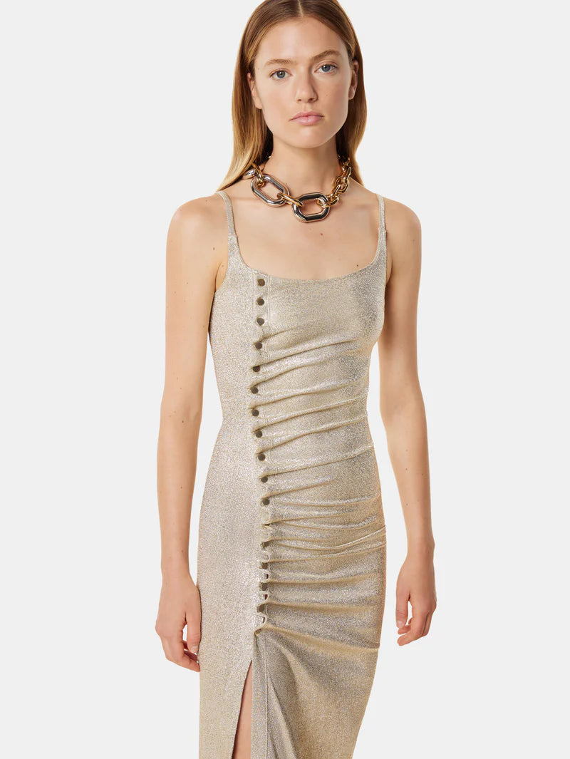 Gold long dress in lurex - Image 3