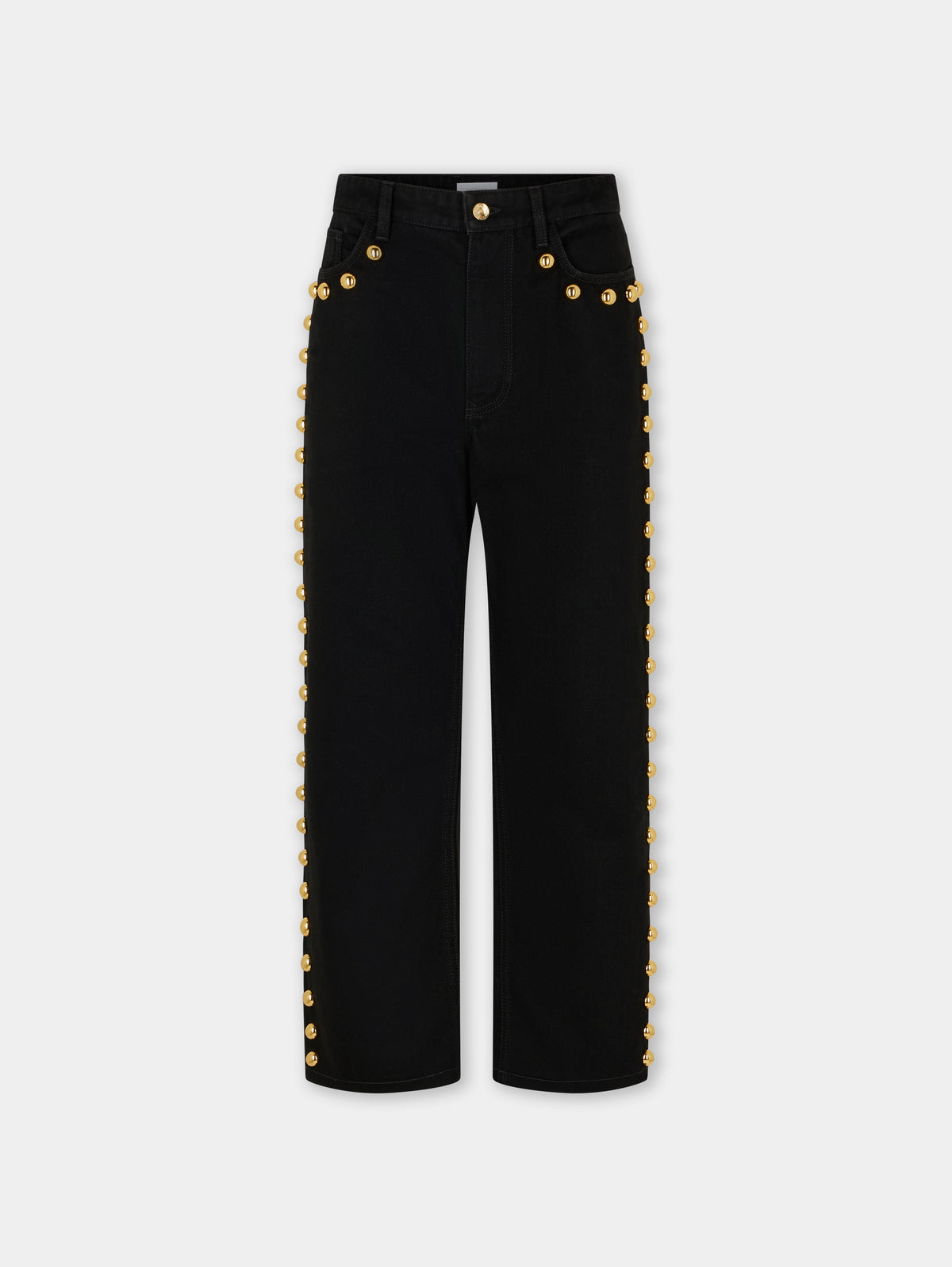 EMBELLISHED BOYFRIEND JEANS IN BLACK DENIM - Image 1