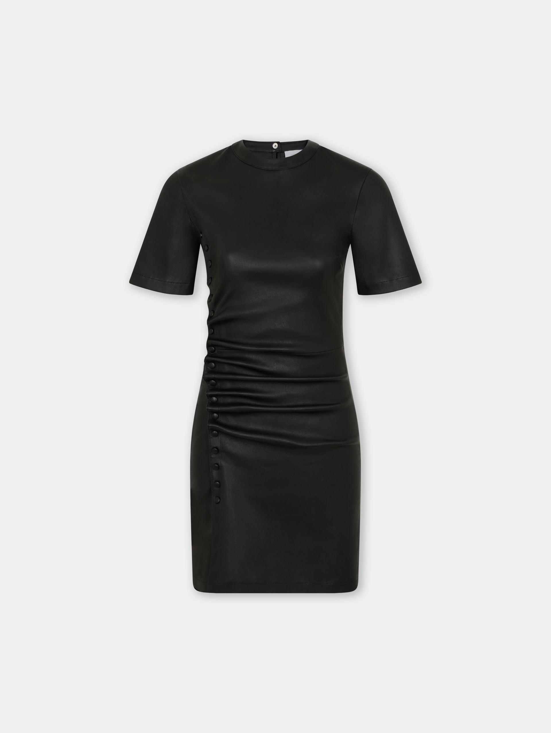 Short gathered dress in lambskin position 1