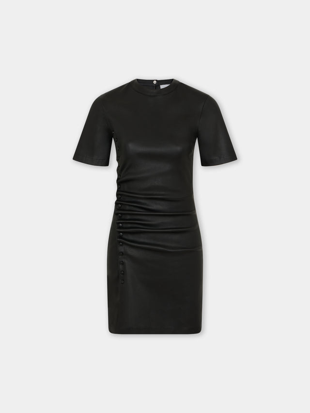 Short gathered dress in lambskin - Image 1