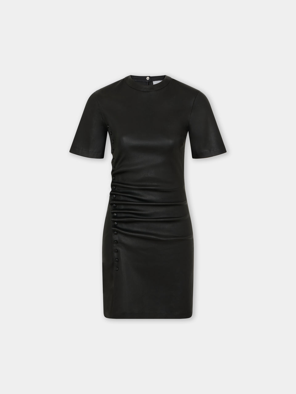 Short gathered dress in lambskin - Image 1