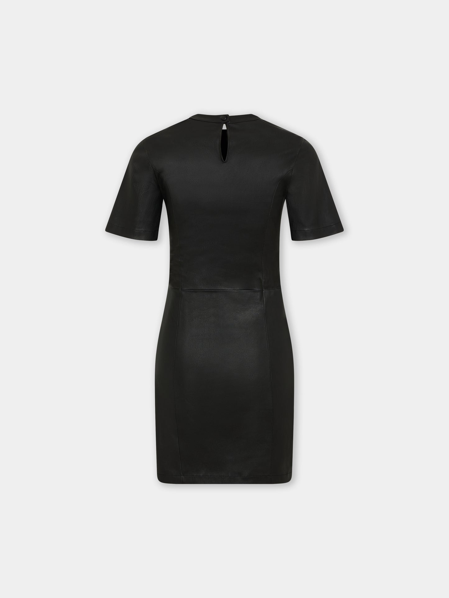 Short gathered dress in lambskin position 2