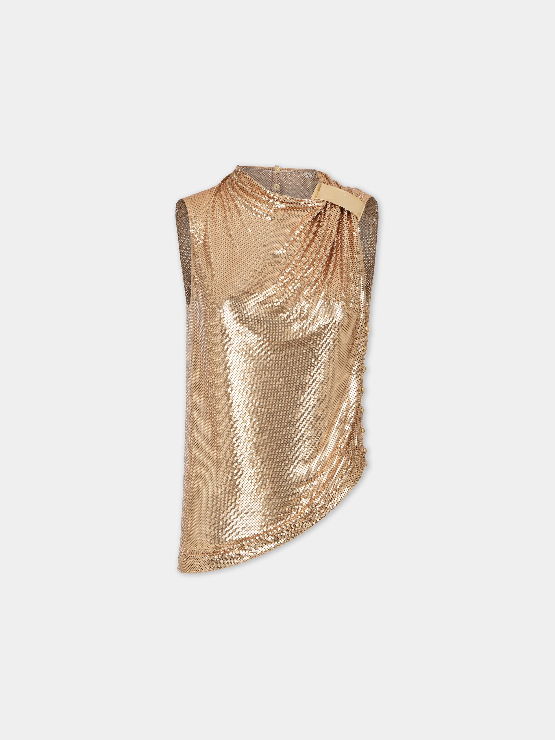 ASYMETRICAL DRAPED TOP IN MESH