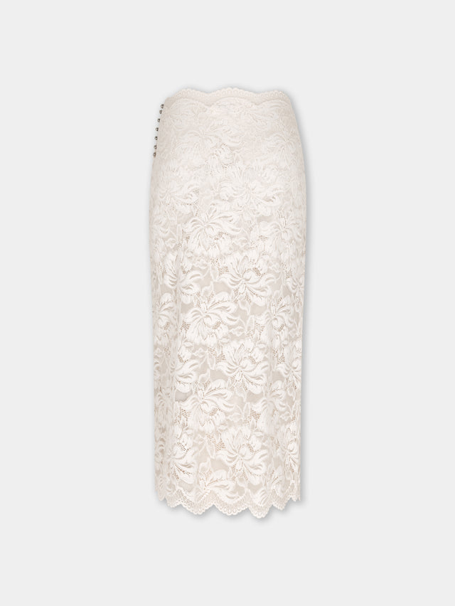 Ivory midi-skirt in lace - Image 2