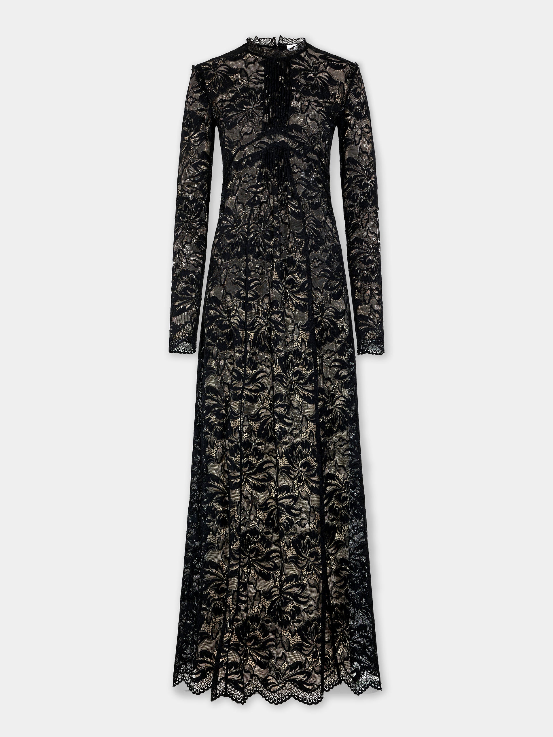 Black long dress in lace