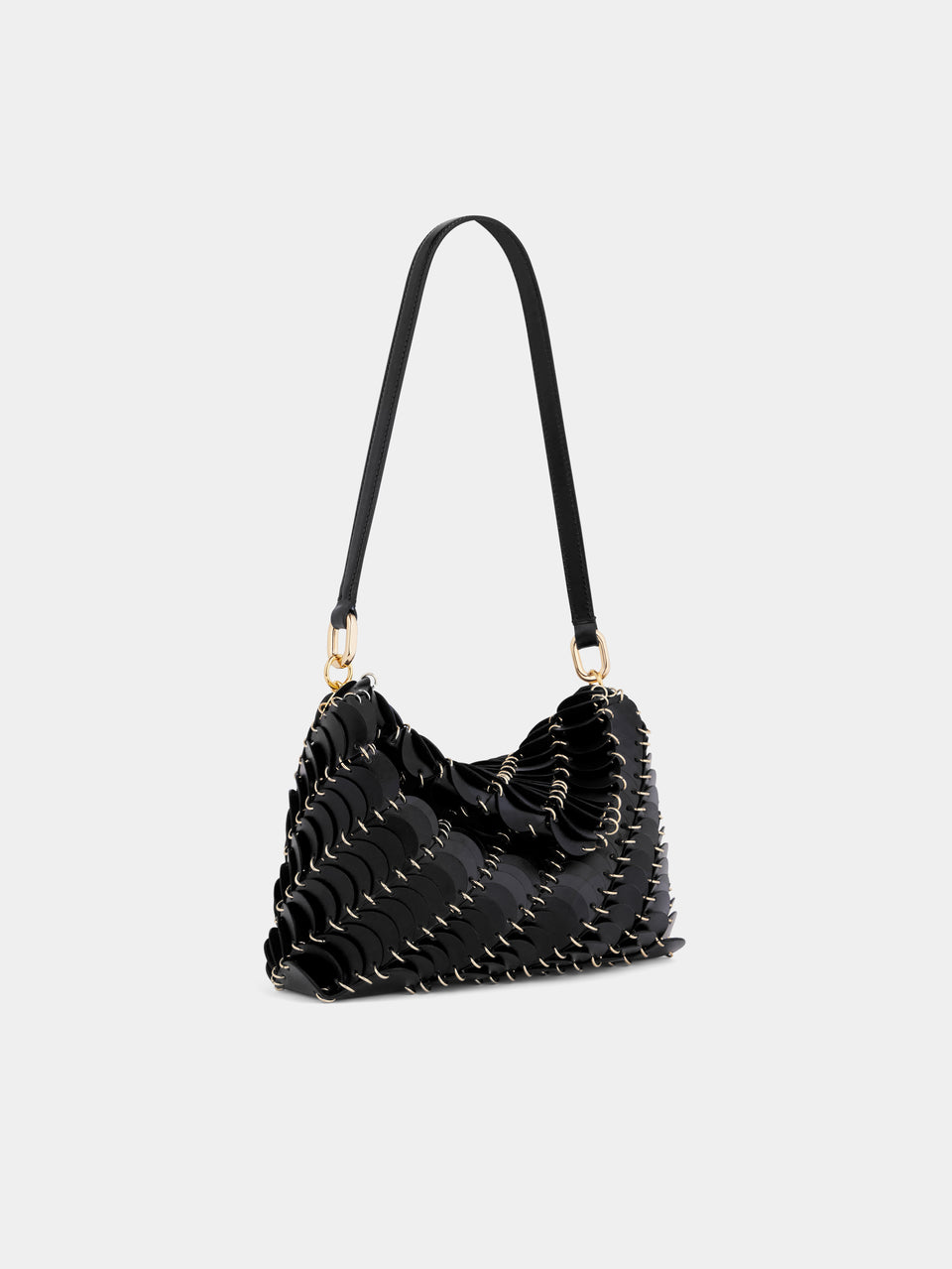 Black Paco shoulder clutch in calfkin leather position 2 - Image 2