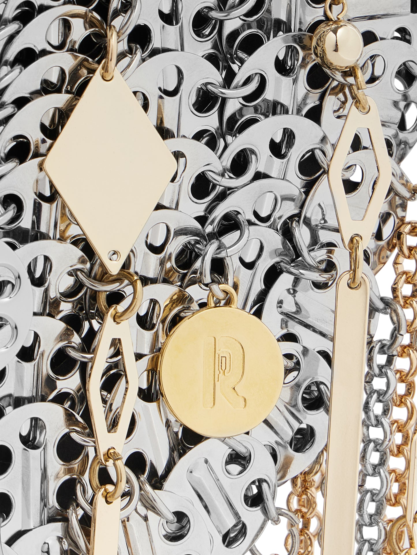 Iconic silver 1969 moon bag assembled with metallic pampilles