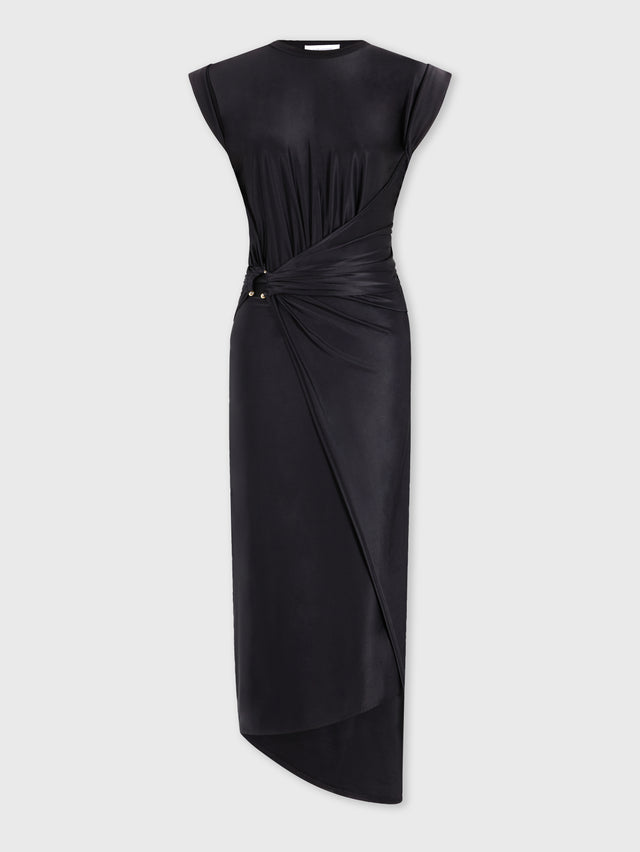 Black draped dress with signature piercing - Image 1