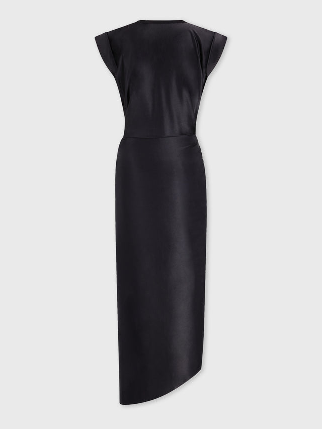 Black draped dress with signature piercing - Image 2