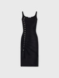 Robe noire drapée sans manches