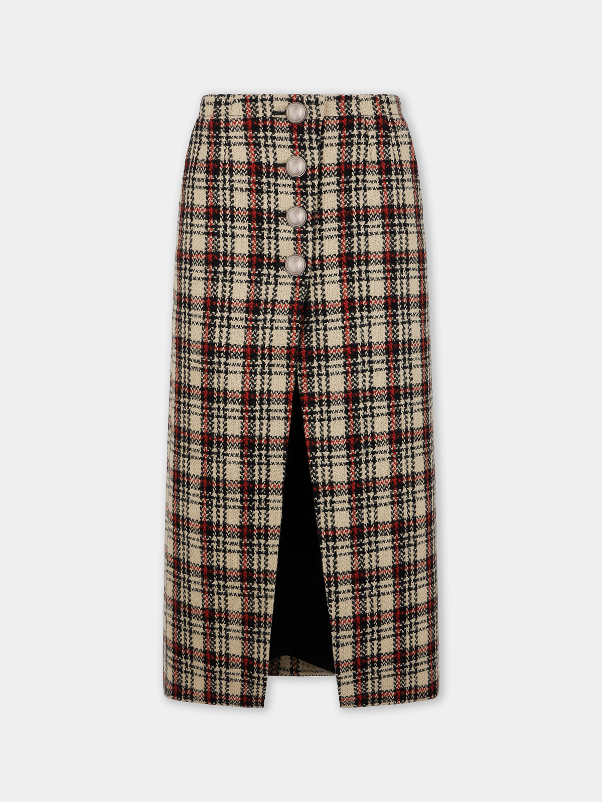 LONG SKIRT IN WOOL TARTAN - Image 1